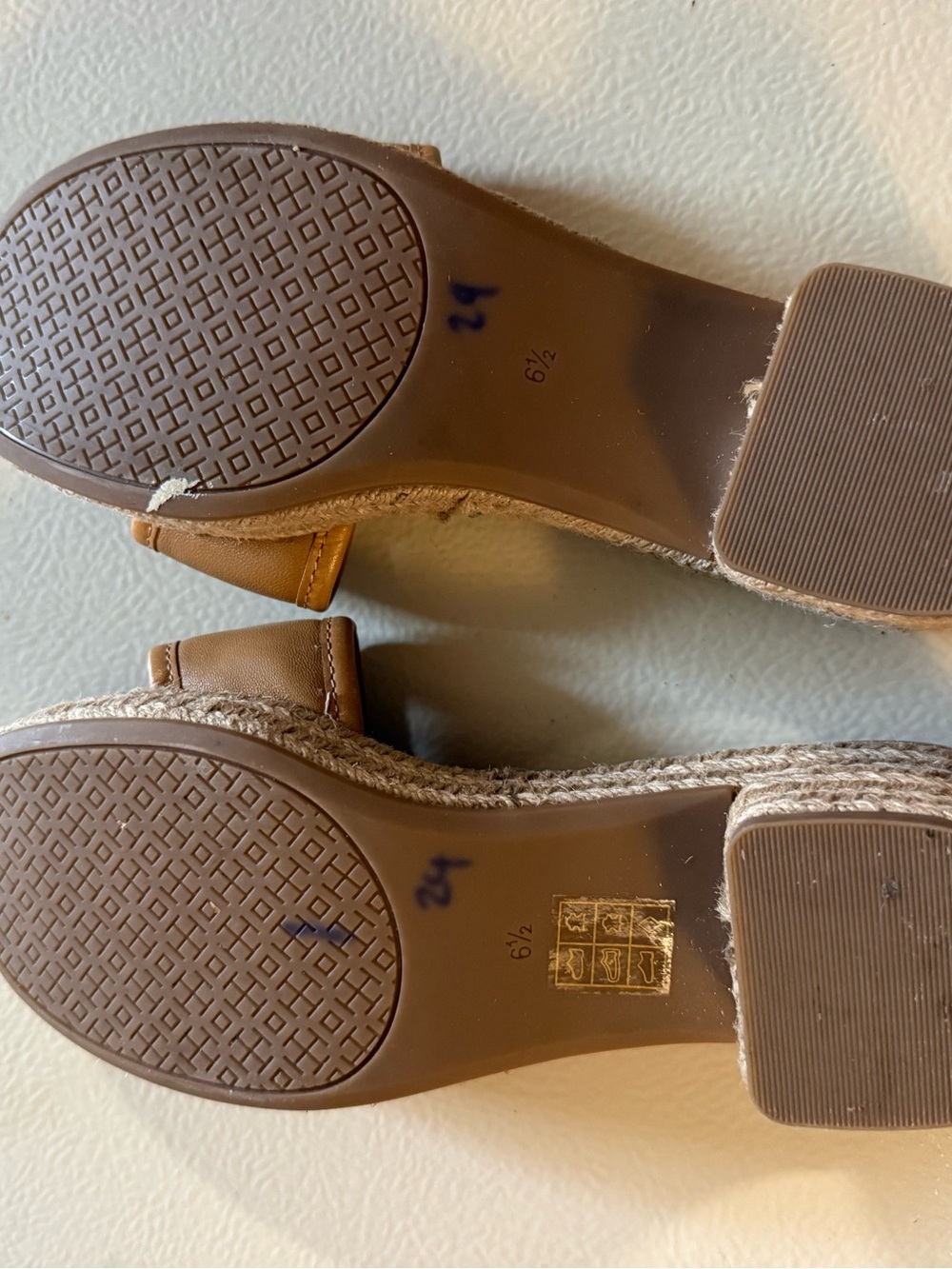 Tory Burch Fleming Espadrille Wedge Slides - Tan, Size 6.5 - Picture 6 of 9